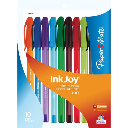 Pqt 10 stylos Paper Mate - Inkjoy 100 couleurs assorties