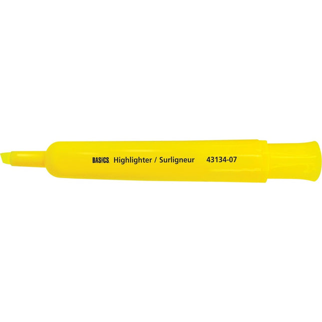 Surligneurs canister à pointe biseautée de Basics, jaune 10/boîte