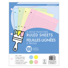 Pack of 100 lined colored sheets 8.5x11''