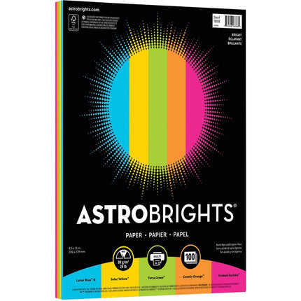 Astrobrights - Papier de copie couleur - 5 couleurs assorties - 100/pqt