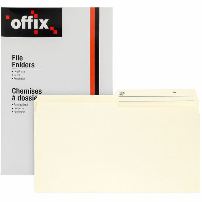 Offix 1/2 Onglet coupé format légal Chemise à dossier à onglet supérieur