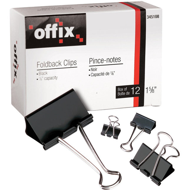 Pinces-notes repliables Offix® 9/16'' boite de 12