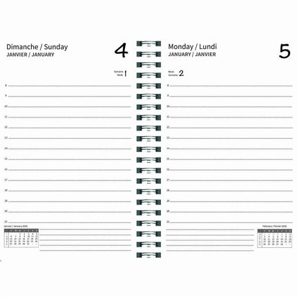 Quo Vadis - Exdi Daily Planner, 8-1/4 in x 6 in, Bilingual, Assorted Colors 