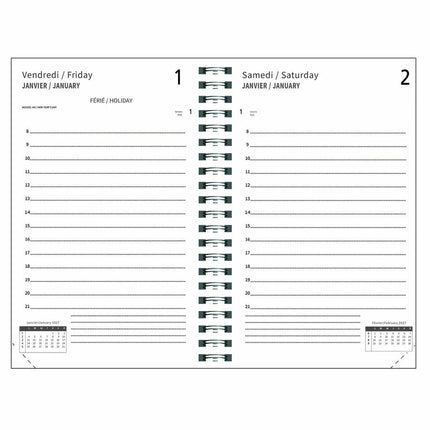 Quo Vadis - Agenda quotidien Exdi, 8-1/4 po x 6 po, bilingue, couleurs variées