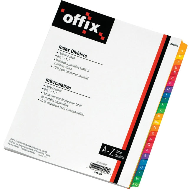 Intercalaires 8.5x11 A-Z Offix