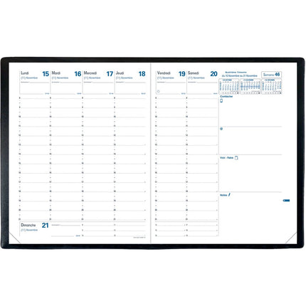 Quo Vadis - President's Weekly Planner, 10-3/4 in x 8-1/4 in, French, Freeport Black 
