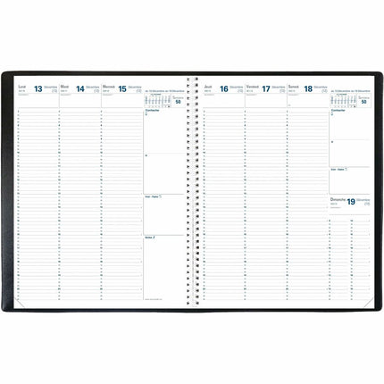 Quo Vadis - Agenda hebdomadaire Euréquart, 11-3/4 po x 9-1/2 po, bilingue, Freeport noir