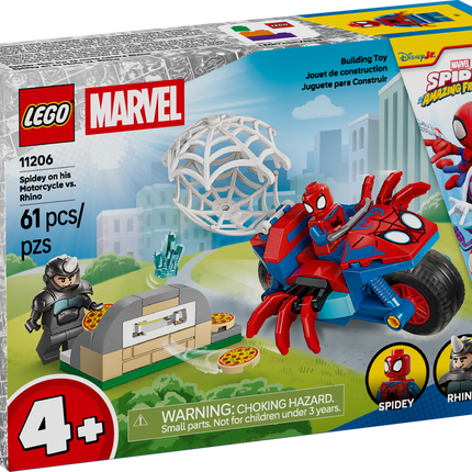 Lego Marvel 11206 Spider-Man on his motorcycle versus Rhino