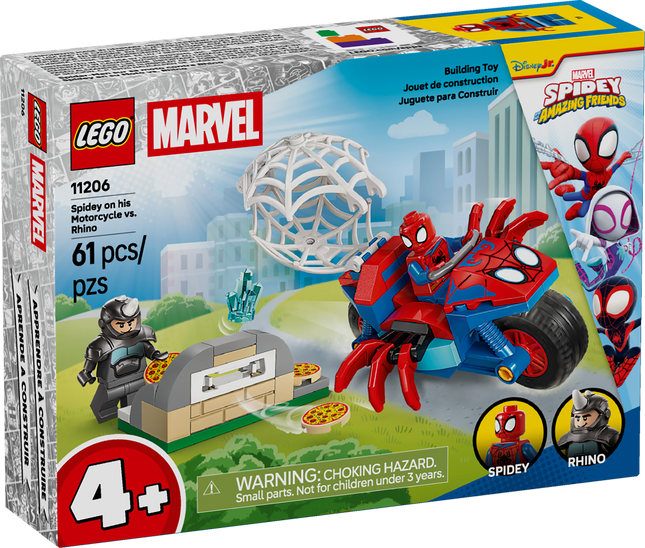 Lego Marvel 11206 Spider-Man sur sa moto contre Rhino
