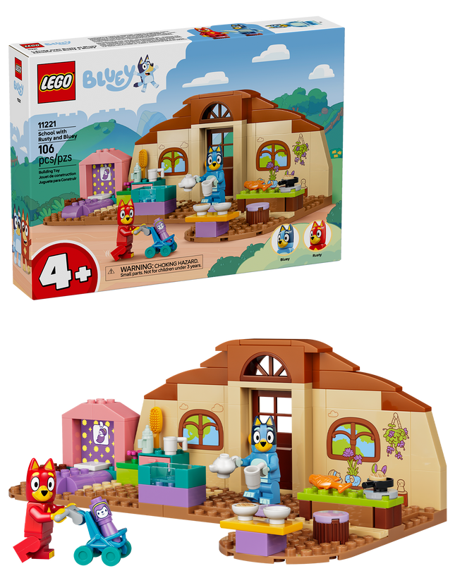 LEGO® Bluey L’École avec Rusty et Bluey, Jouet 11221