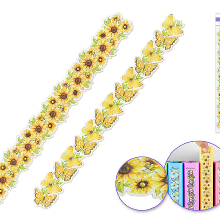 Yellow sunflower floral and butterfly borders