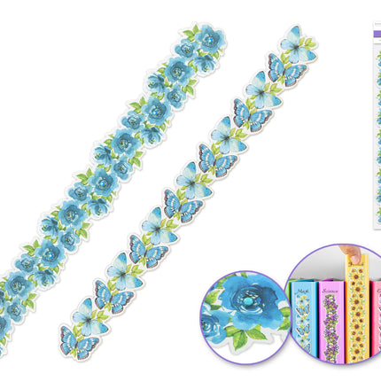 Hibiscus Blue Self-Adhesive Floral and Butterfly Borders
