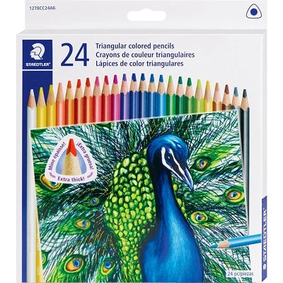 Crayons De Couleur Triangulaires De Staedtler, Couleurs Assorties, 24/Pqt