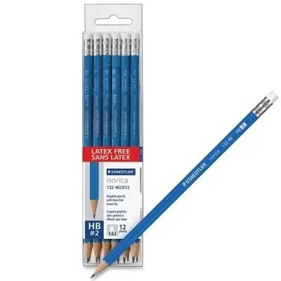 Box of 12 Norica Pencils with White Vinyl Eraser, HB 