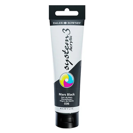 Acrylique System3 en tube 150ml Mars Black 036