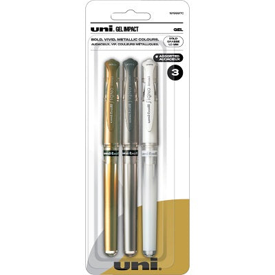 Stylos Gel 1.0Mm Métallique Or/Argent/Blanc 3/Pqt