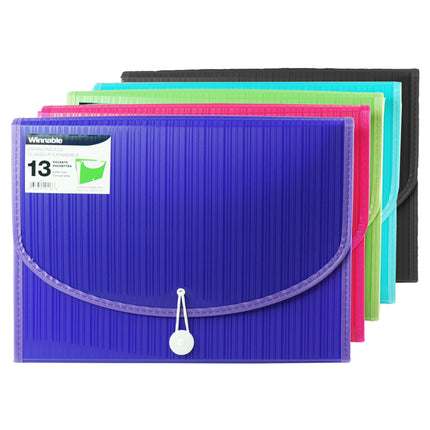 Classeur expansible 13 pochettes format lettre coul. asst