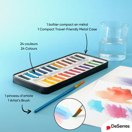 WATERCOLOR SET - 24 LOOSE HALF PANS