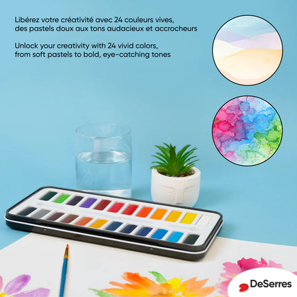 WATERCOLOR SET - 24 LOOSE HALF PANS