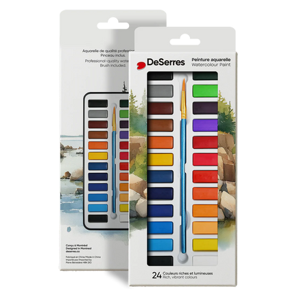 WATERCOLOR SET - 24 LOOSE HALF PANS