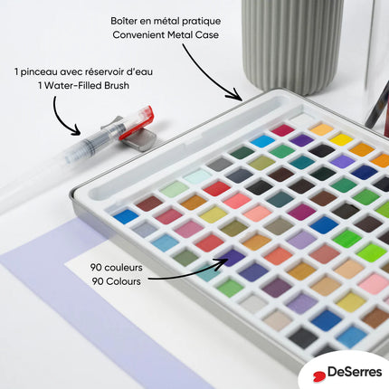 WATERCOLOUR SET - 90 LOOSE HALF PANS
