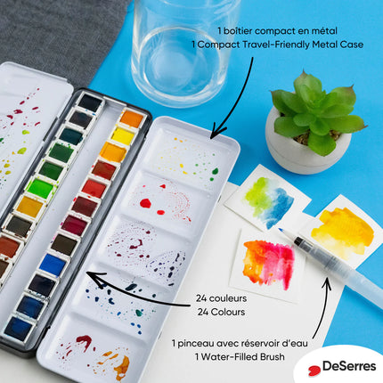 WATERCOLOR SET - 24 HALF PANS IN A BLOCK