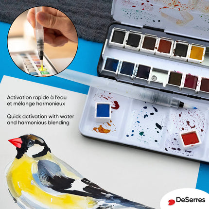 WATERCOLOR SET - 24 HALF PANS IN A BLOCK