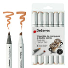 ALCOHOL DUAL-TIP MARKER SET NATURAL SHADE COLOURS - 6 PIECES