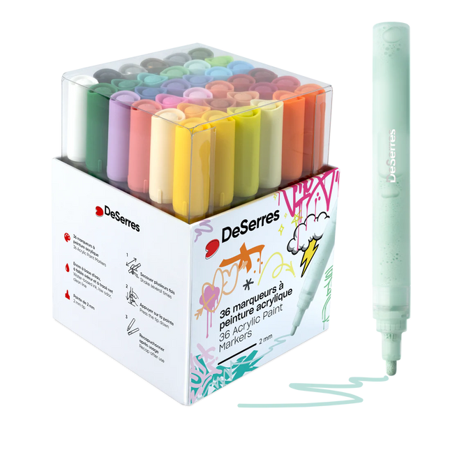 2MM VALVE ACRYLIC MARKERS - 36 MARKERS
