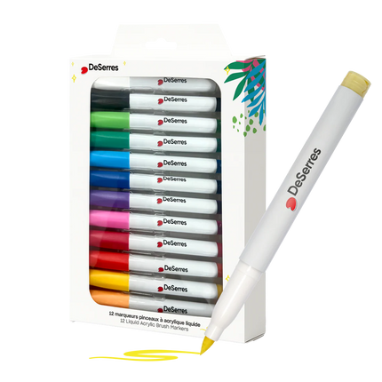 BRUSH ACRYLIC MARKERS - 12 MARKERS