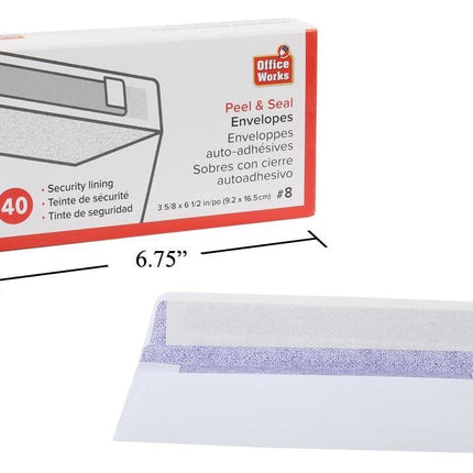Box of 40 self-sealing security envelopes #8 Office Works