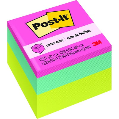 Cube De Feuillets De Post-It, 1-7/8 X 1-7/8 Po, Couleurs Vives, 400 Feuillets/Bloc