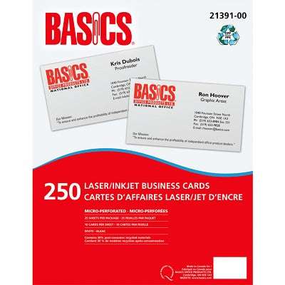 Pack of 250 basics laser/inkjet business cards