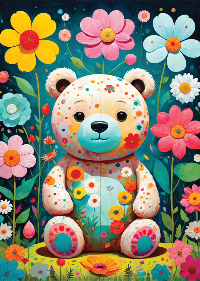 C-T Enjoy Flower Teddy Bear | 1000 Piece | AI Assistance