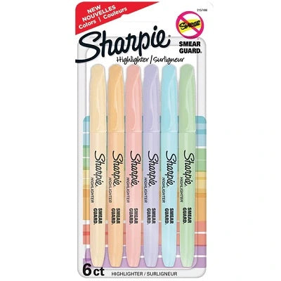 Highlighter-Sharpie Pocket, 6 Pastel Colors