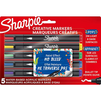 MARKER-SHARPIE CREATIVE, WATER BASED, ASSORTED 5/PK