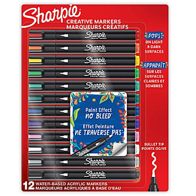 Marker-Sharpie Creative, Water Based, Assorted 12/Pk