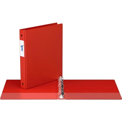 Davis Group Essential Premium Economy Round Ring Binder, 1 in., Red