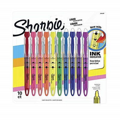 Jeu De 10 Surligneurs Liquides Sharpie(Md), Couleurs Fluorescentes Variées