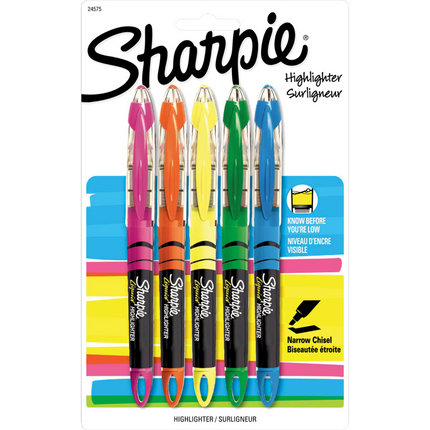 Surligneurs liquid stylo de sharpie®, couleurs assoties, 5/pqt
