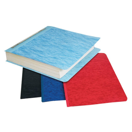 Compressed board presentation cover. Binding on side, 11 x 8-1/2". 8-1/2" center. Dark blue capacity