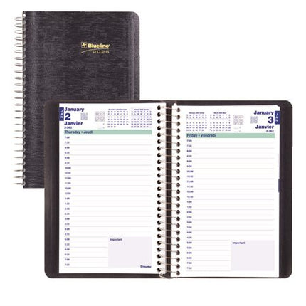 Agenda quotidien (2027) Couverture souple, bilingue, bleu