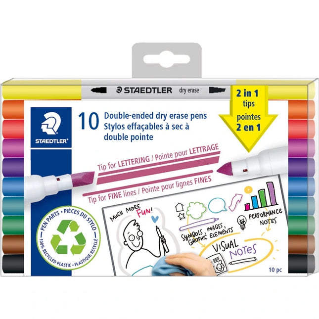 MARKER-DRY ERASE, DOUBLE ENDED 10/PACK