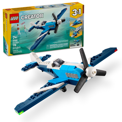 LEGO® Creator 3en1 Les aéronefs : l’avion de course, Ensemble de jeu de véhicule 31160