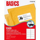 Étiquettes D'Adresse Pour Imprimante Laser De Basics, 4 X 2 Po, (1 000 Étiquettes) Blanc, 10 Feuilles/Boîte