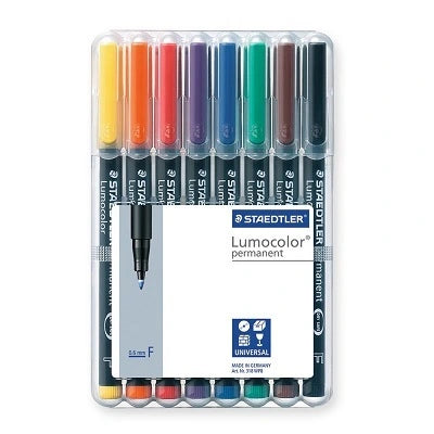 Jeu De 8 Stylos Universels Permanents Lumocolor(Md), Pointe Fine, Couleurs Variées