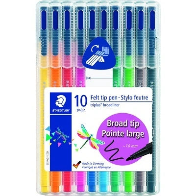 Marqueurs triplus® Broadliner de Staedtler®, 1,0 mm, couleurs assorties, 10/pqt