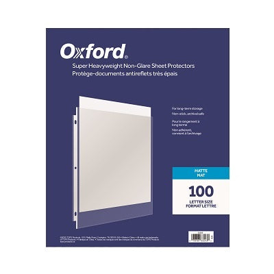 Box of 100 very thick anti-glare matt oxford protective sleeves for letters