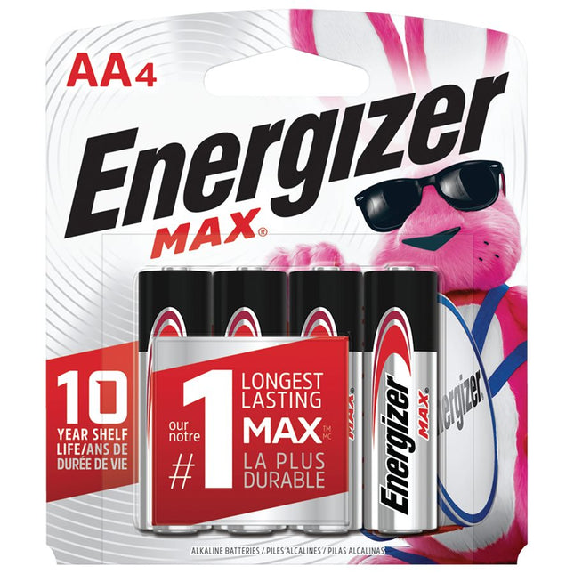 Paquet de 4 piles alcalines Max Energizer AA