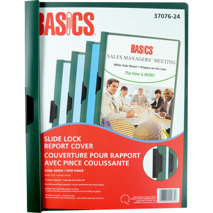 Couverture pour rapport avec pince coulissante basics, vert